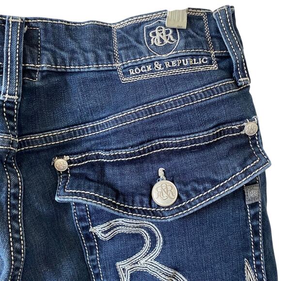 ROCK & REPUBLIC Henlee Mid Rise Denim Jeans Medium Blue Wash Size 32 Stretch - Picture 5 of 7
